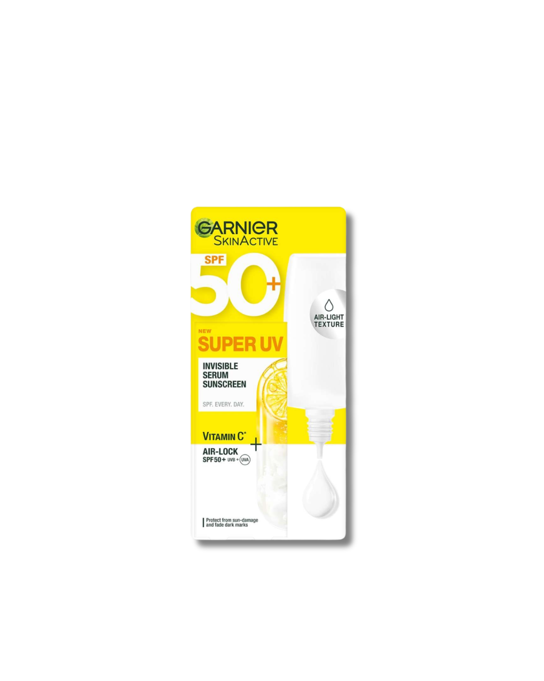 Garnier Skin Active Super UV Invisible Sunscreen SPF50 with Vitamin C - Protects and Reduces 53% Dark Marks