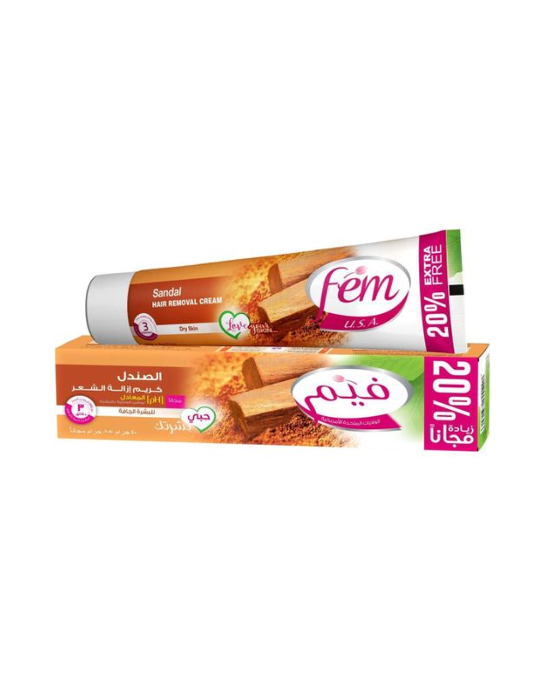 Fem Hair Removal Cream – Sandal (Fast, Smooth & Gentle Hair Remover for Dry Skin)