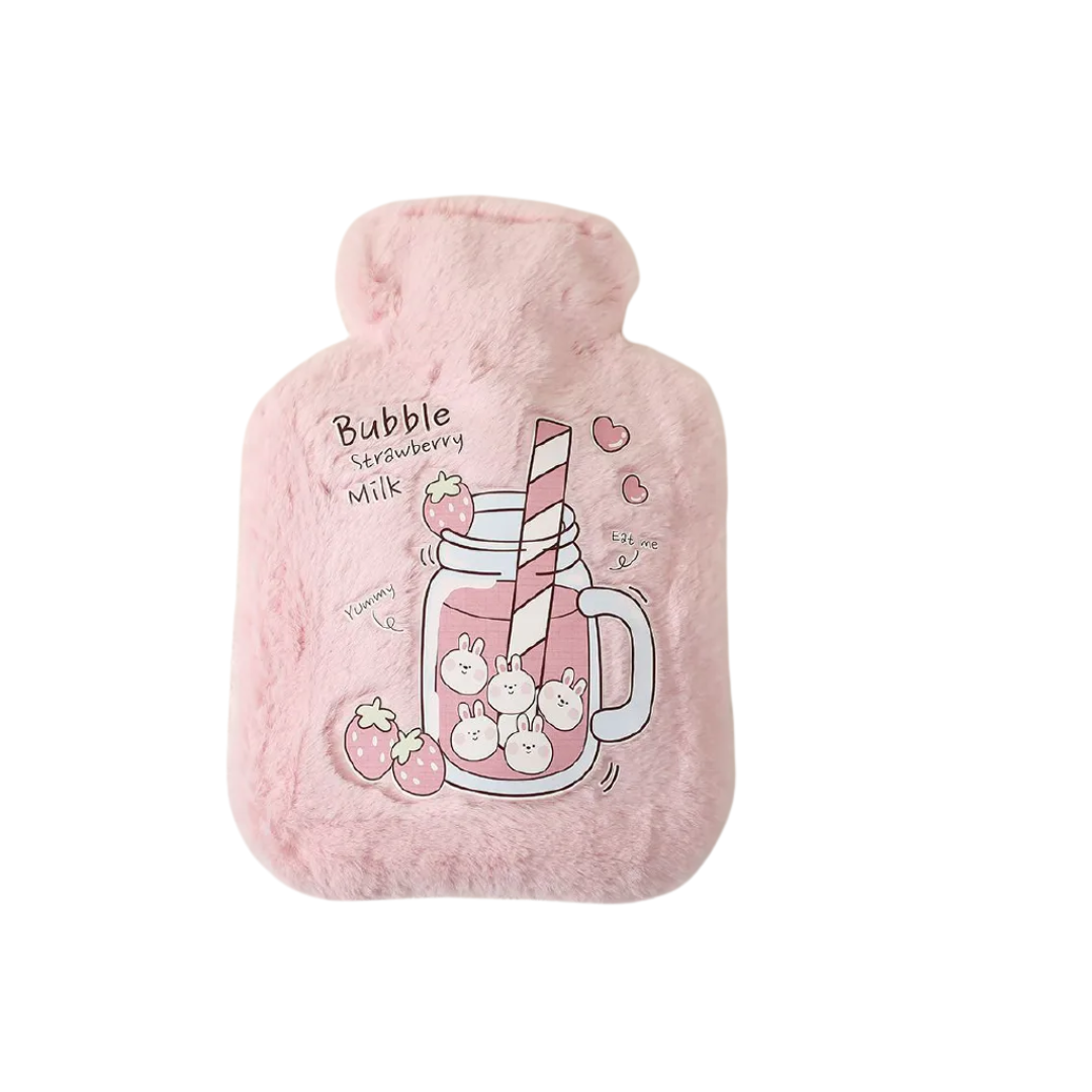 1 Litre Hot Water Bottle with Soft Plush Cover – Reusable & Leak-Proof Warmer for Home Use