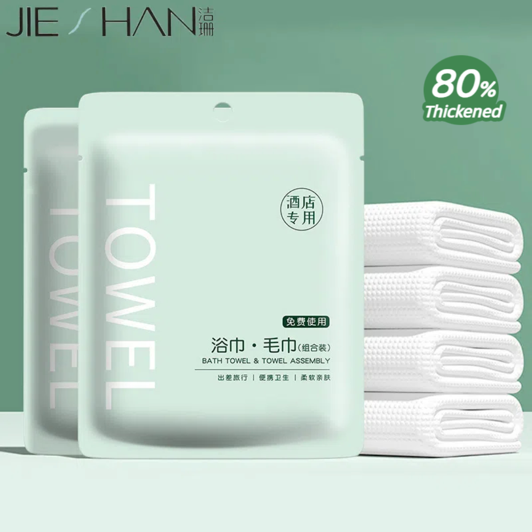 2pcs Hypoallergenic Disposable Bath & Face Towel Set