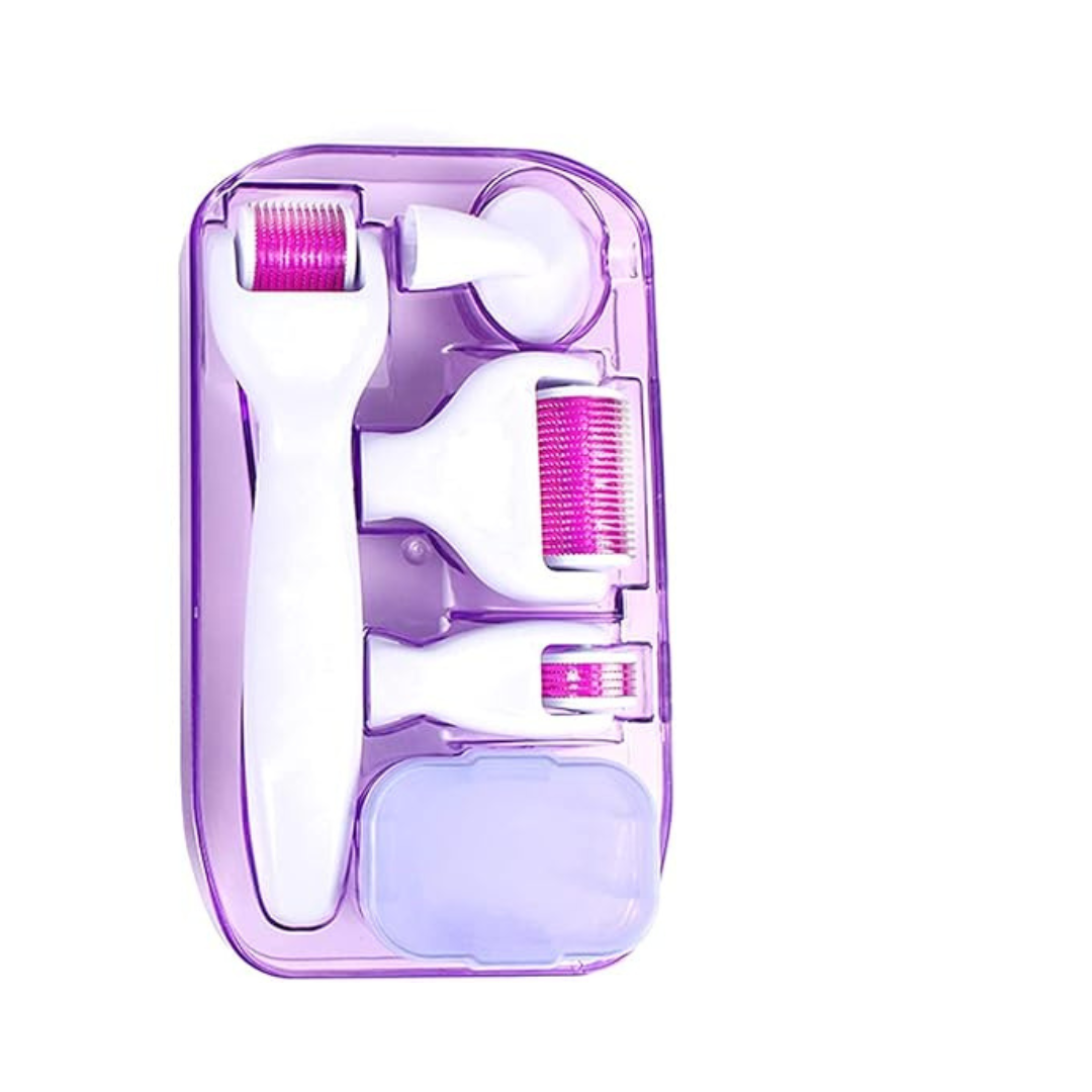 6-in-1 Skin Glow Derma Roller Kit – Microneedling Beauty Tool for Face & Body with Extra Heads & Storage Case