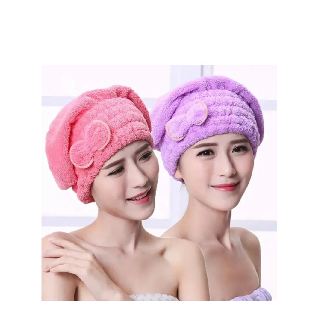 Ladies’ Quick-Dry Microfibre Hair Cap – Soft Bow Towel for Bath & Shower