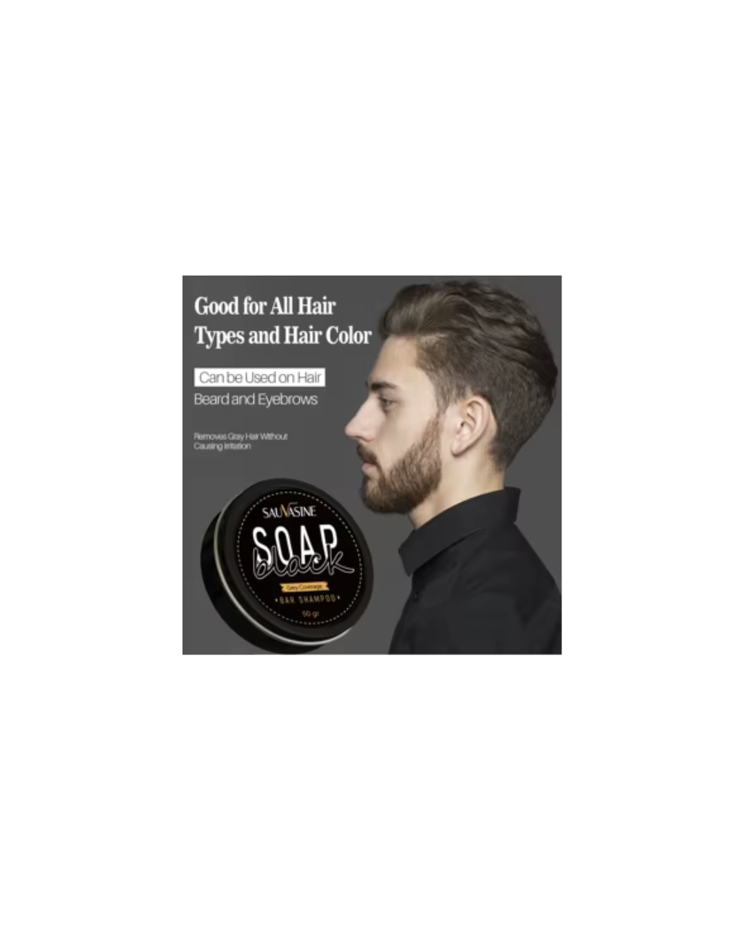 Sauvasine Black Hair Soap – 50g Solid Shampoo Bar